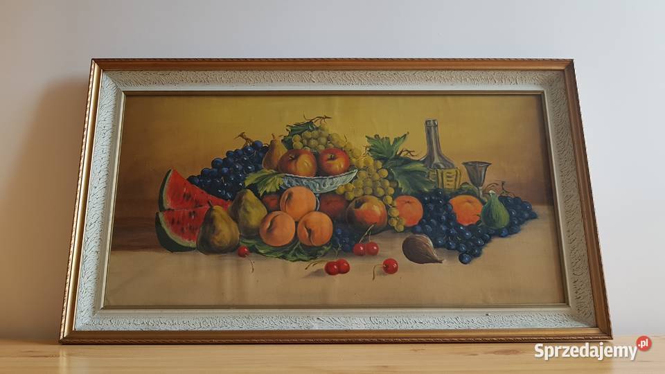 Stary obraz martwa natura w ramie skrzynkowej Dąbrowa Górnicza