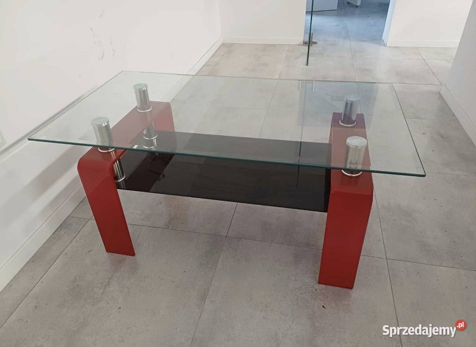 Ława szklana czarna czerwone nogi 110x60 lubuskie Zielona Góra