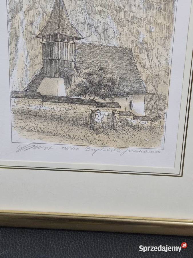 rysunek zabytkowego kościoła Poddębice