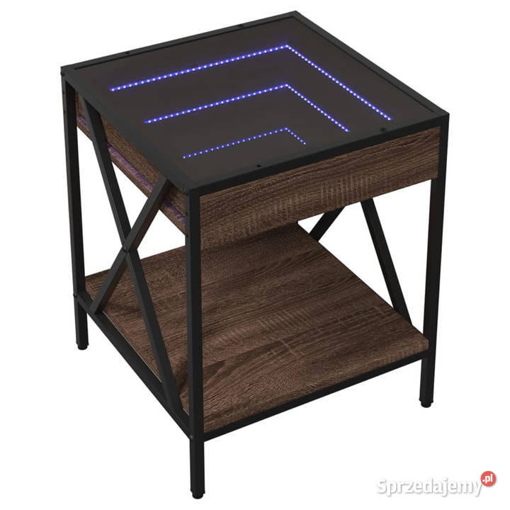 Stolik nocny z LED Infinity brązowy dąb 40x40x49 Warszawa