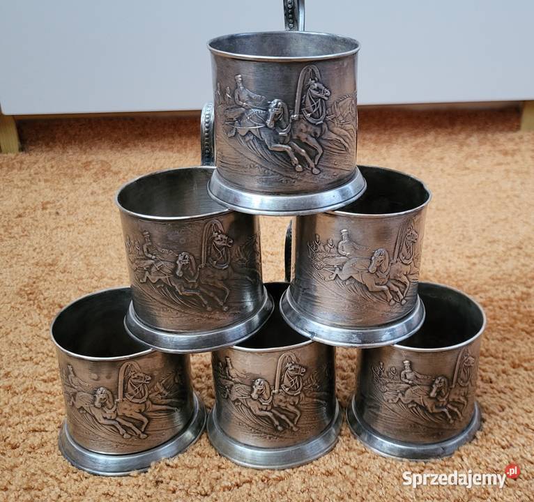 Podstakanniki koszyczki posrebrzane trojka