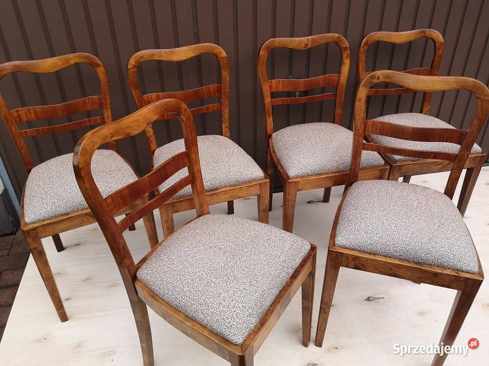 Krzesła ARTDECO Stare Antyk Komplet 6 Sztuk Swarzędz sprzedam
