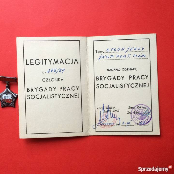 937 Legitymacja z Odznaką BPS z 1969 r Antykwariat zachodniopomorskie