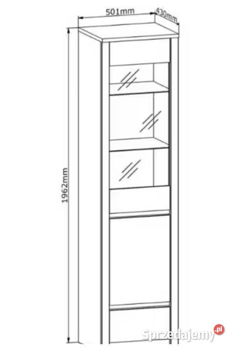 Nowa Witryna Malta W1D Dąb Artisan Szary Kredensy i witryny Kraków