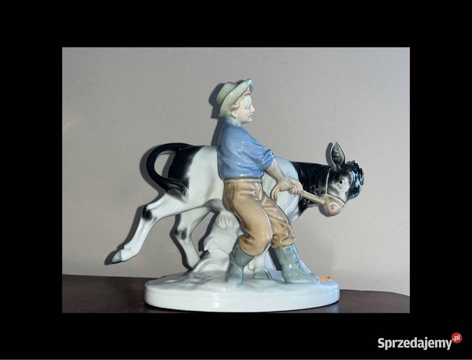 Figurka rolnika prowadzącego krowę Gdańsk