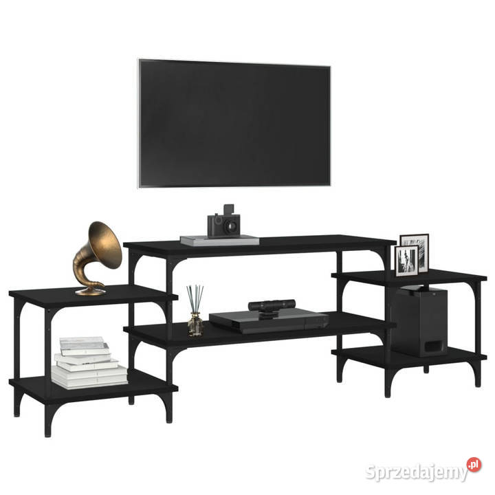 Szafka pod TV czarna 157x35x52 materiał