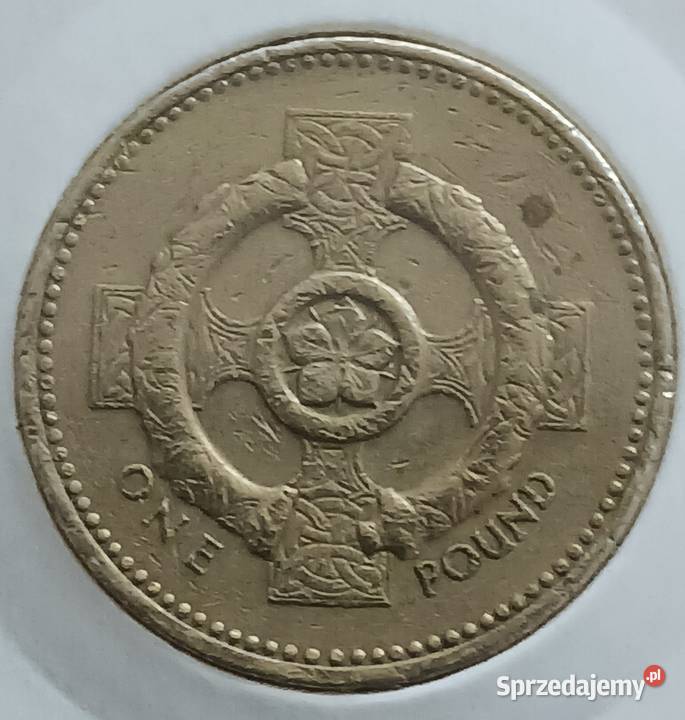 1 Funt W Brytania 2001 r odwrócony napis na Konin