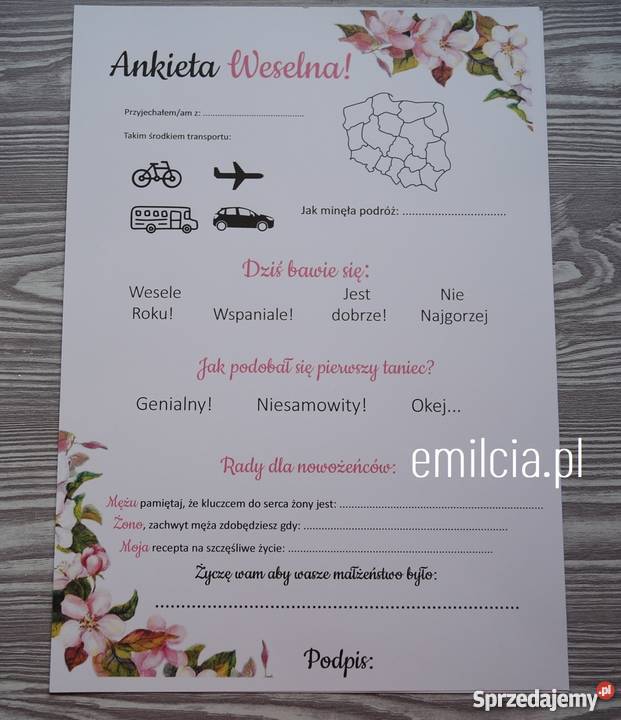 Ankieta Weselna Format A4 Zielona Góra