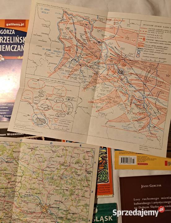 Dolny Śląsk zestaw map i książek wykrywacz Brzesko