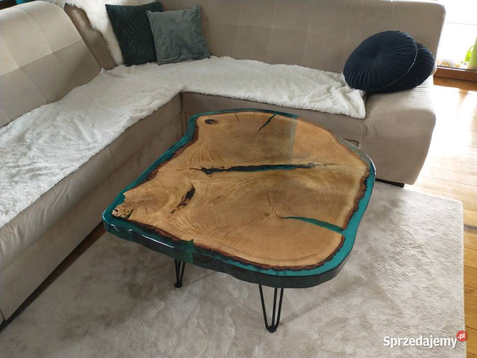 Stolik kawowy dębowy w żywicy stół dębowy w Ruszków Pierwszy sprzedam