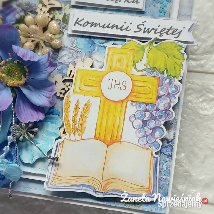 KOMUNIA ŚWIĘTA kartka ręcznie robiona pamiątka Mszana Dolna sprzedam