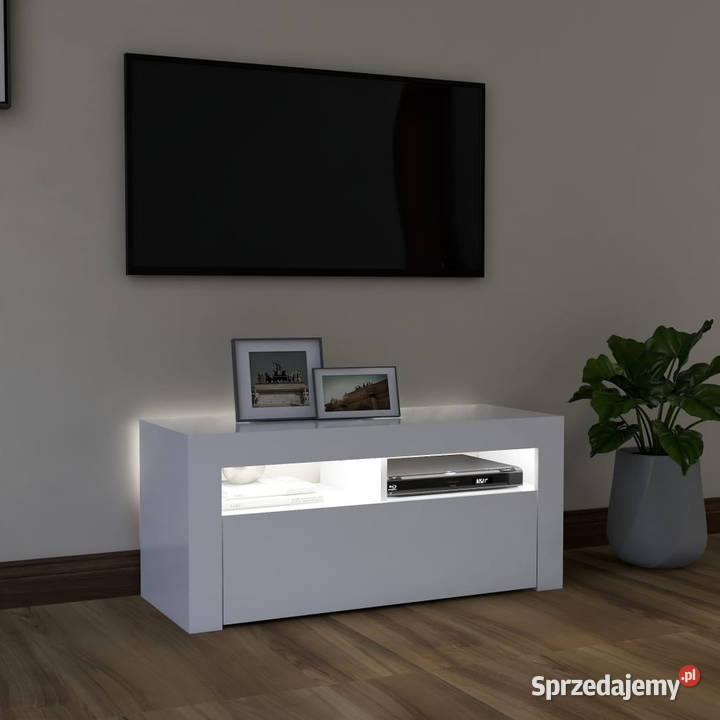 Szafka pod TV z oświetleniem LED biała 90x35x40 Warszawa