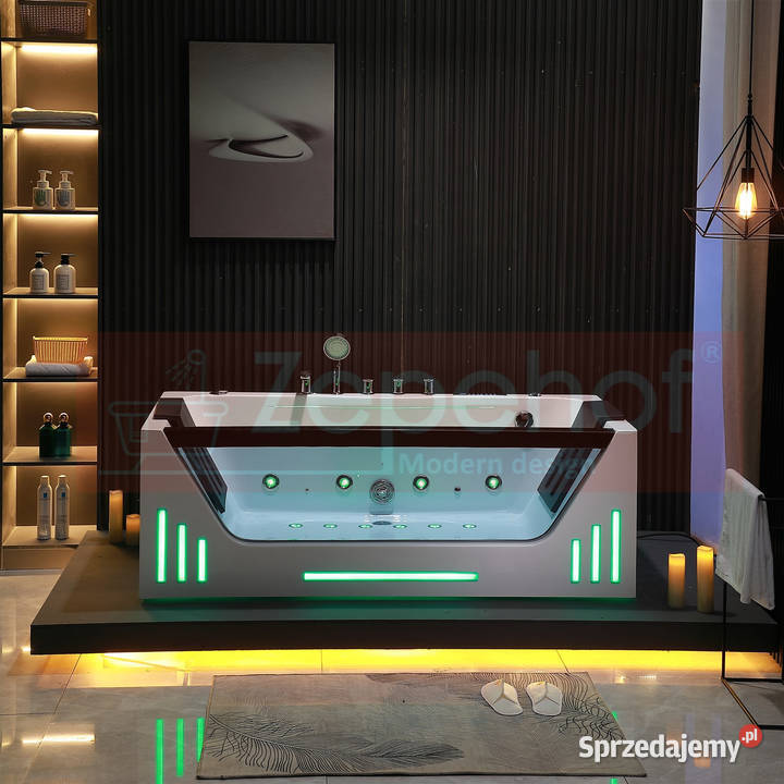 Wanna z hydromasażem EB7066 white prostokątna Grabówka