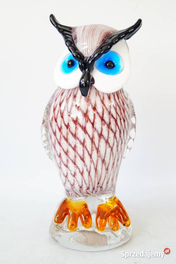 Figura szklana figura Murano style SOWA symbol wielkopolskie Gizałki