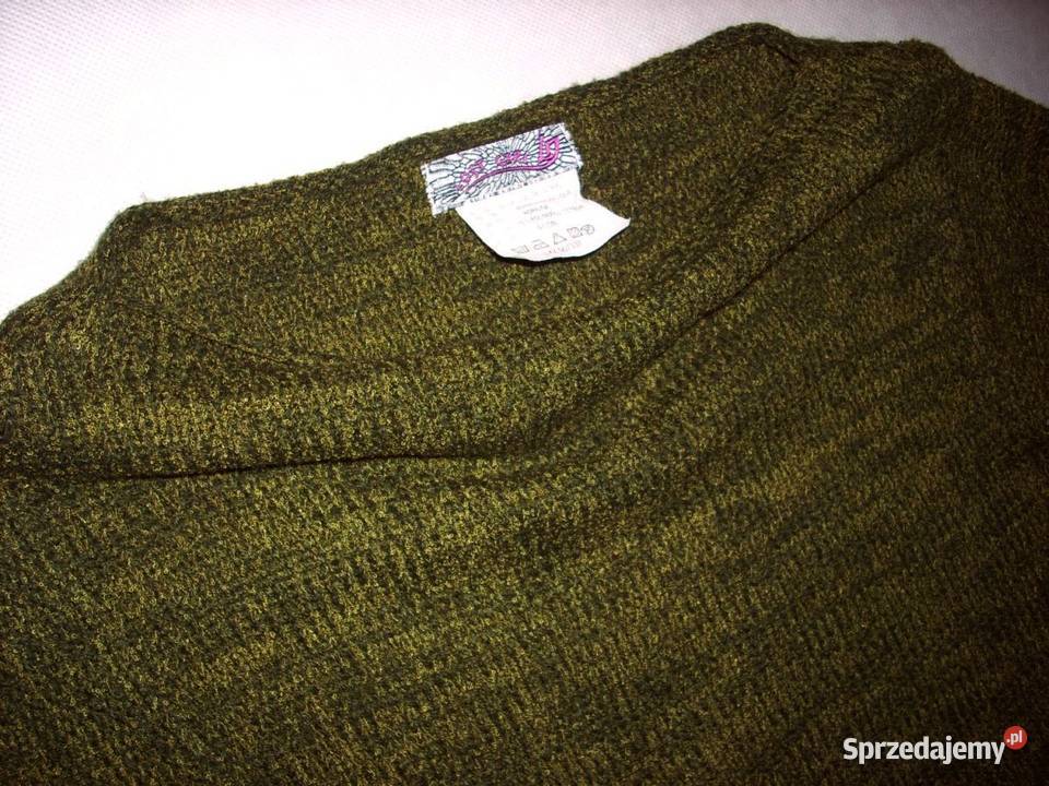 Lost Girl Sweter Oliwkowy Frędzle 36 38 vintage Nowy Sącz