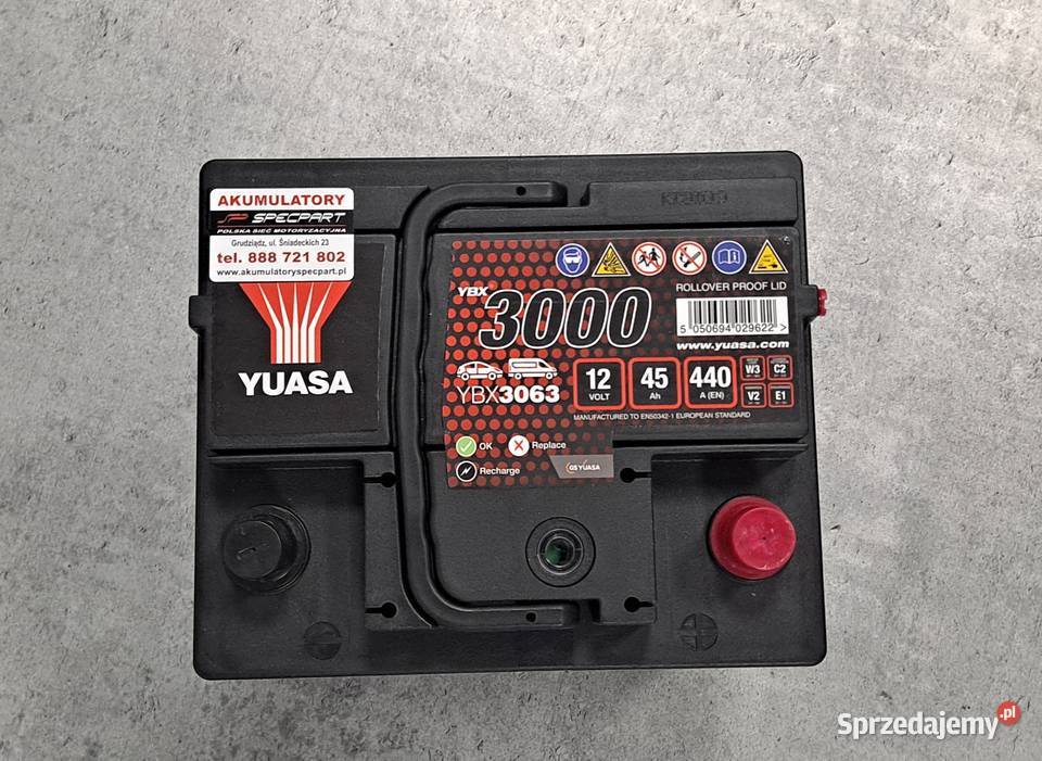 Akumulator Yuasa 45Ah 440A Grudziądz Śniadeckich Akumulatory