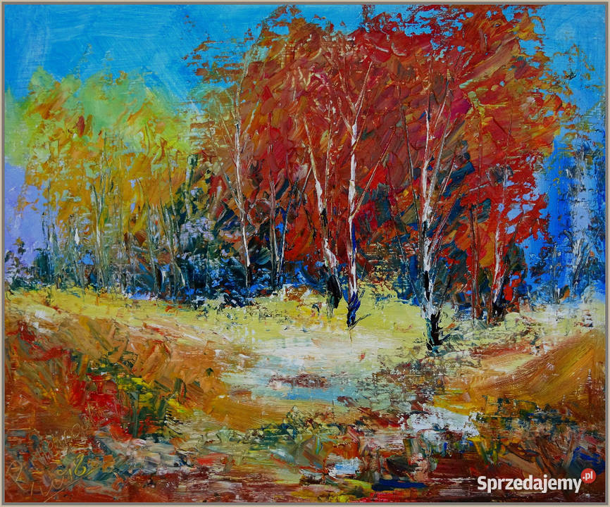 Słoneczna jesień Olej na płótnie 46 X 38 małopolskie Krynica-Zdrój