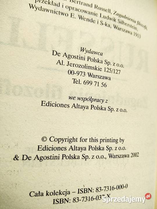 Rusell Zagadnienia filozofii książki Bródno Warszawa