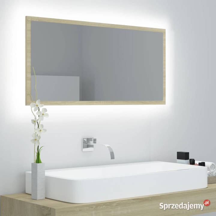 Lustro łazienkowe LED kolor dąb sonoma 90x85x37 Łazienkowe