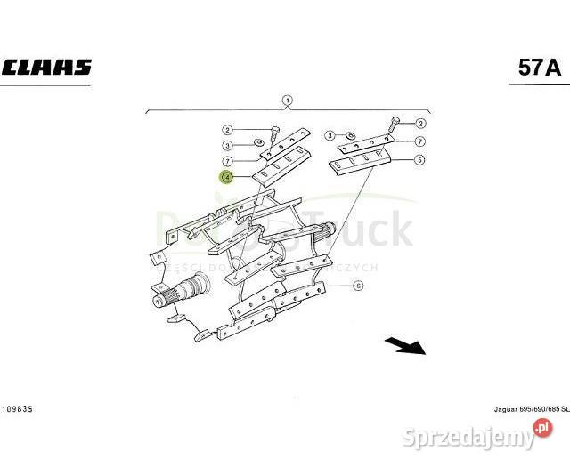 NÓŻ CLAAS JAGUAR 690 KUK Q PRAWY 0009828451ZQ Kolno