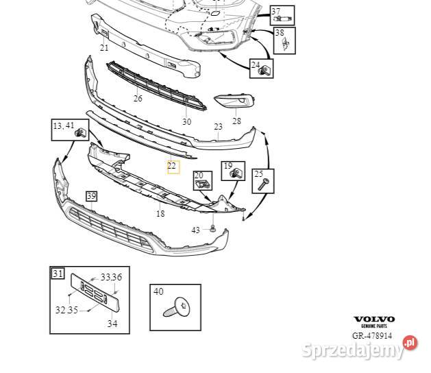 VOLVO EX40 XC40 listwa zderzaka przod dokladka