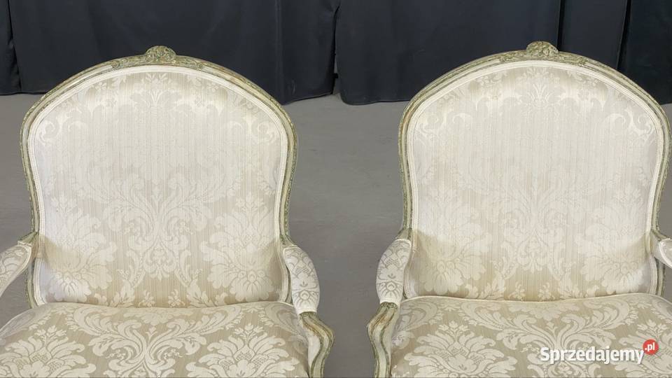 Para foteli francuskich Ludwik XV tapicerowane Budno
