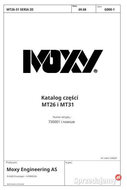 Doosan Moxy MT26 MT31 katalog części zamiennych