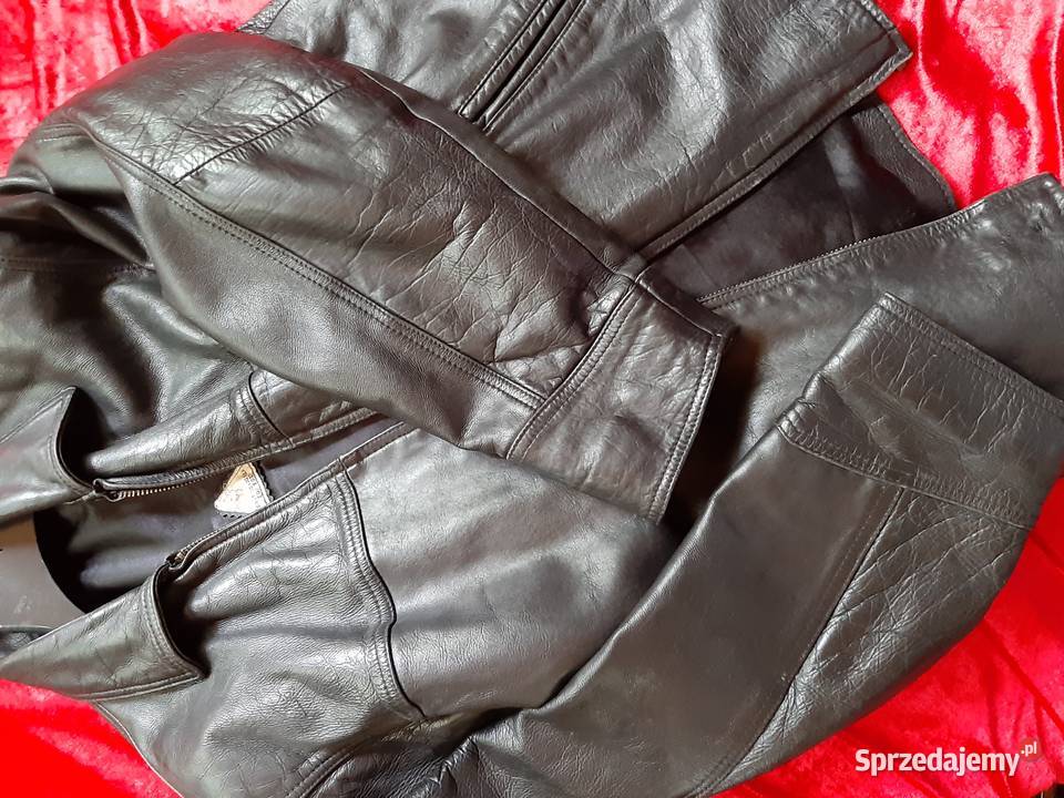 Kurtka skórzana skóra czarna L długa gruba skóra Konstancin-Jeziorna
