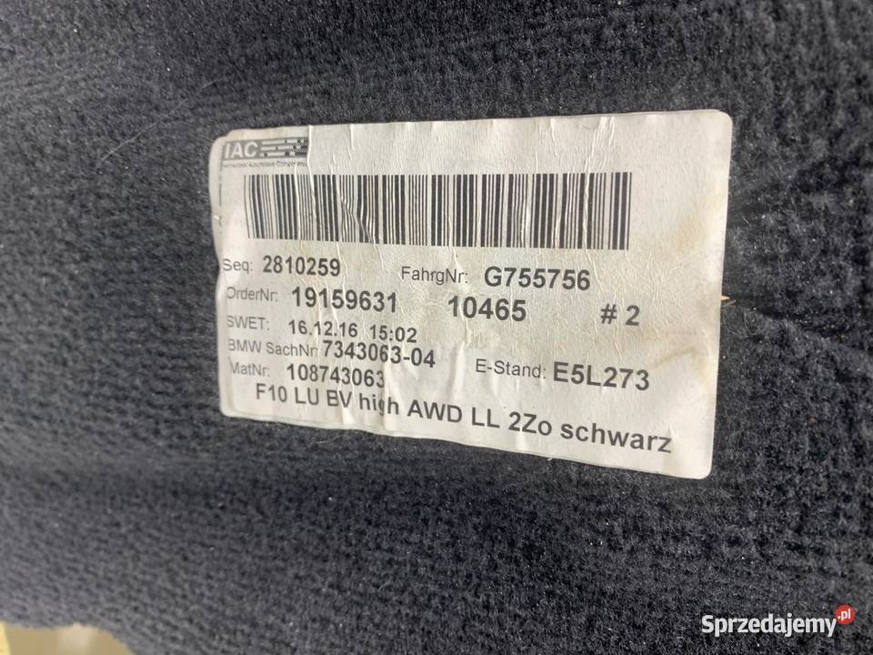 BMW F10 F11 DYWAN PRZÓD EUROPA WYKŁADZINA sprzedam