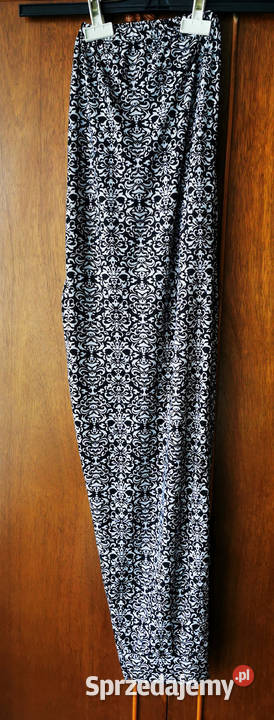 Leginsy damskie czarne z białym duży rozmiar Spodnie Polkowice