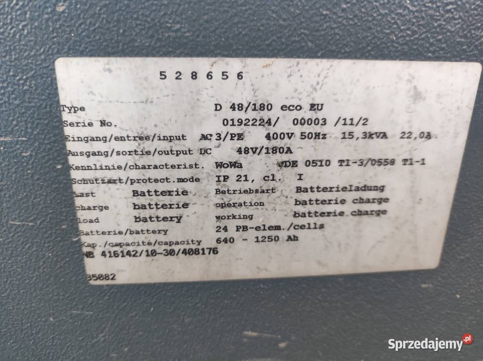 Wózek widłowy Prostownik 48V180A