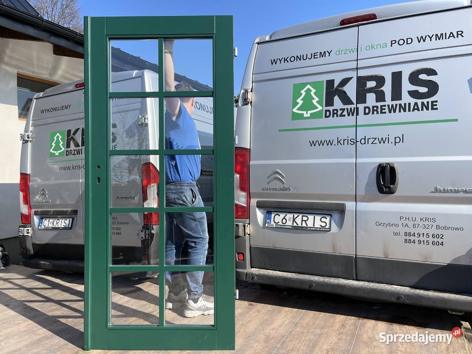 Drzwi zewnętrzne drewniane CZYSTE POWIETRZE CAŁA Dom i Ogród Grzybno