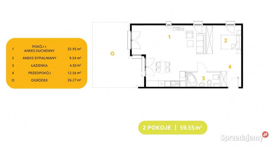 sprzedaży mieszkania Kraków 5955m2 2 pokoje 59.55m2 sprzedam