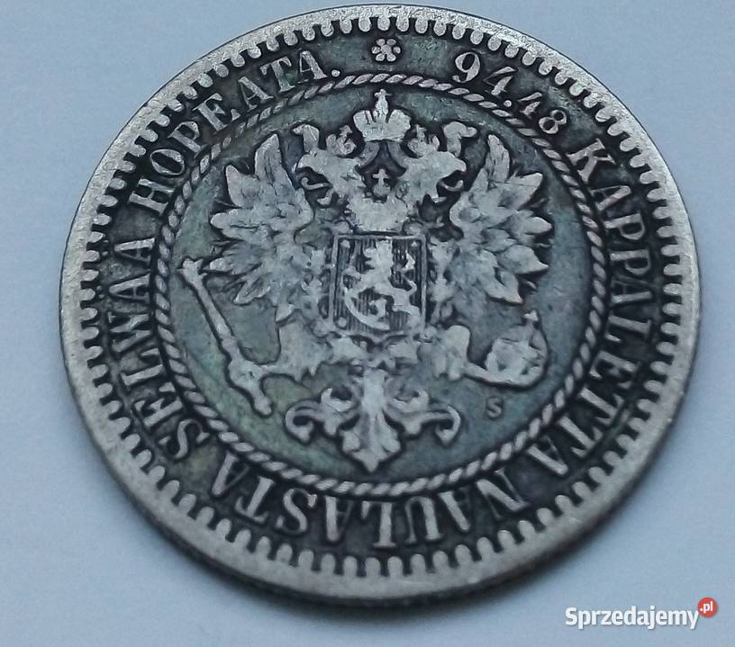 FINLANDIA1 MARKKA1865 rS SREBRO 08680 ZABÓR Legionowo