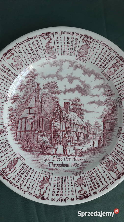 Talerz z kalendarzem i znakami zodiaku z 1986 Głuchołazy