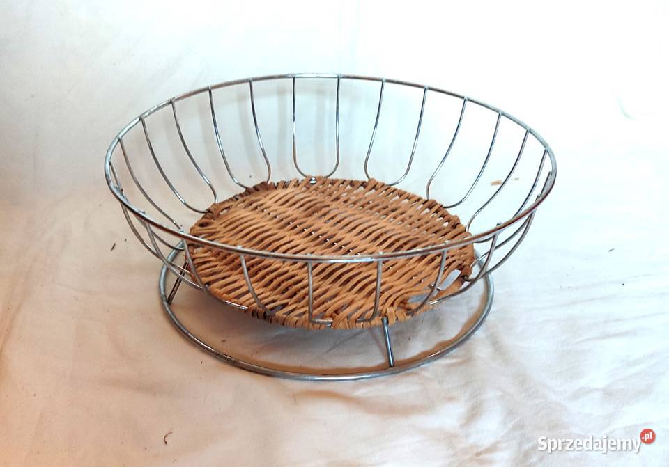 Koszyk na owoce metalowy z wiklinowym ratanowym sprzedam