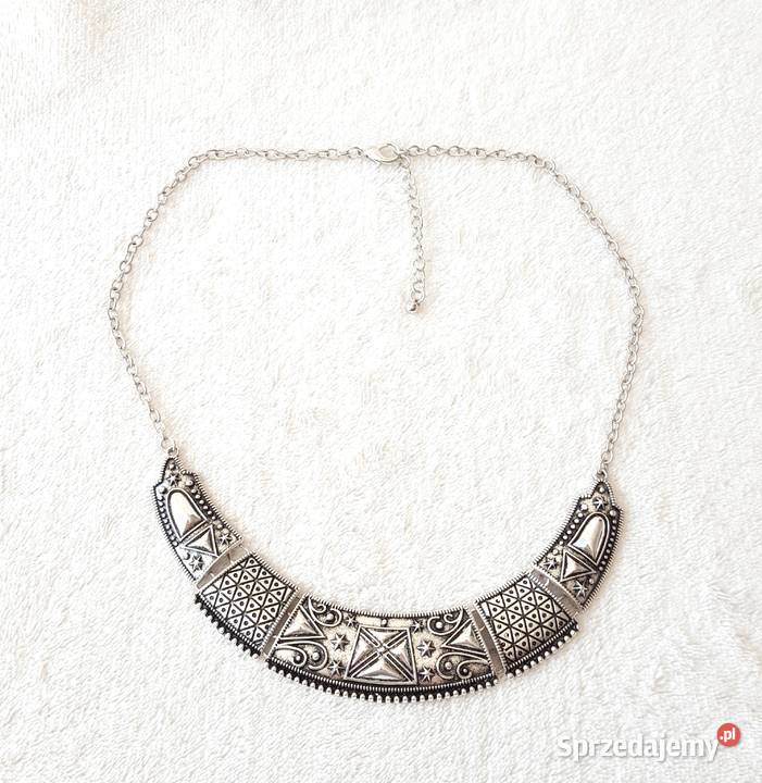Naszyjnik chocker srebrny kolor etno boho Szczecin