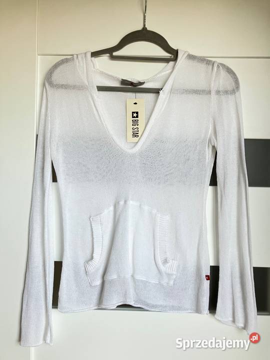 Nowa cienka biała bluza z kapturem Big Star Moda i Styl podkarpackie