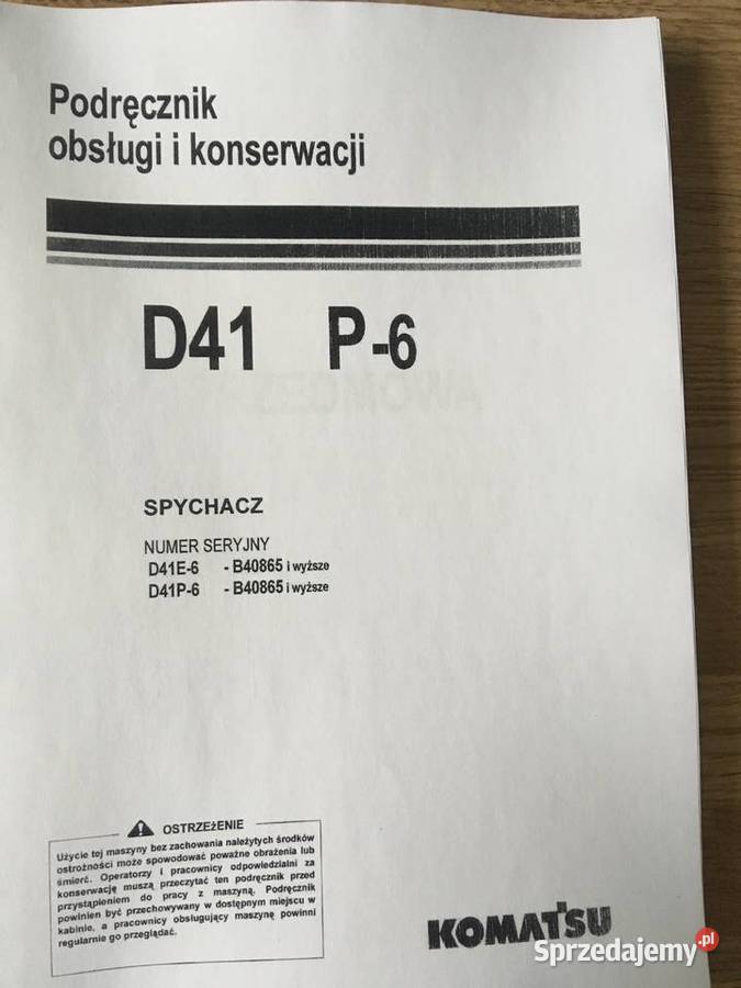 dtr instrukcja obsługi spychacz komatsu d41p6 i sprzedam