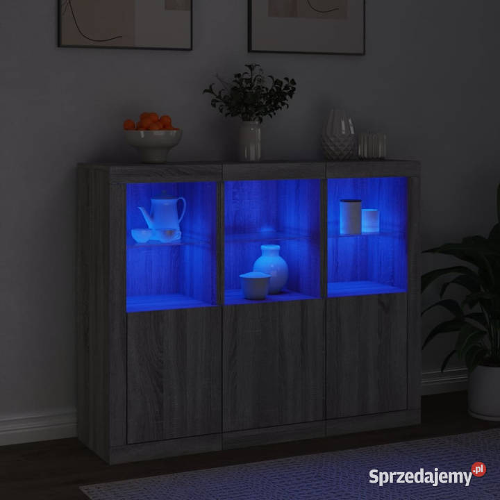 Szafki z oświetleniem LED 3 szary dąb sonoma