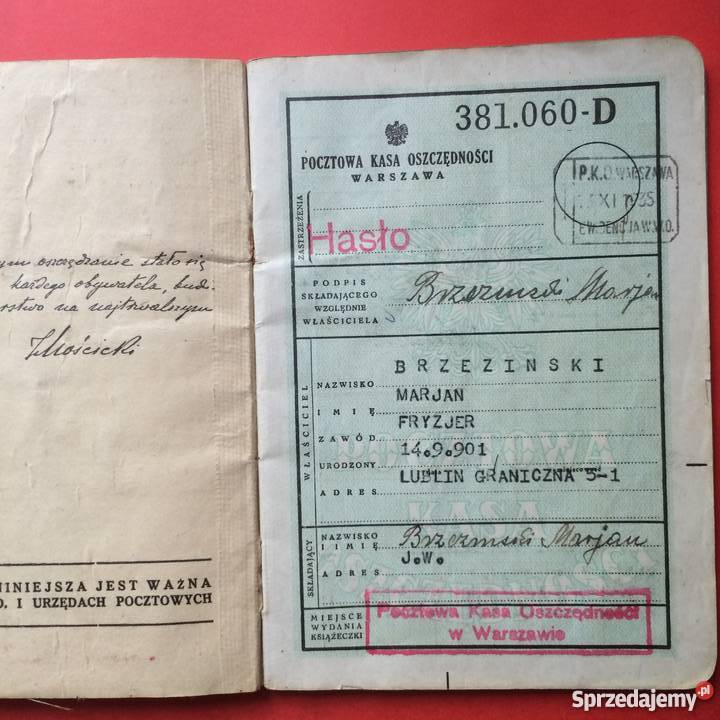 838 Książeczka Wkładkowa PKO Szczecin sprzedam