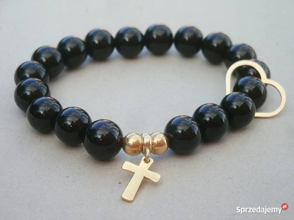 Bransoletka z Onyksu czarnego gładkiego 10mm sprzedam