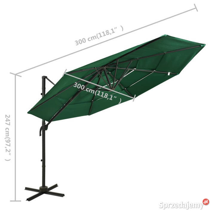 4poziomowy parasol na aluminiowym słupku zielony Warszawa
