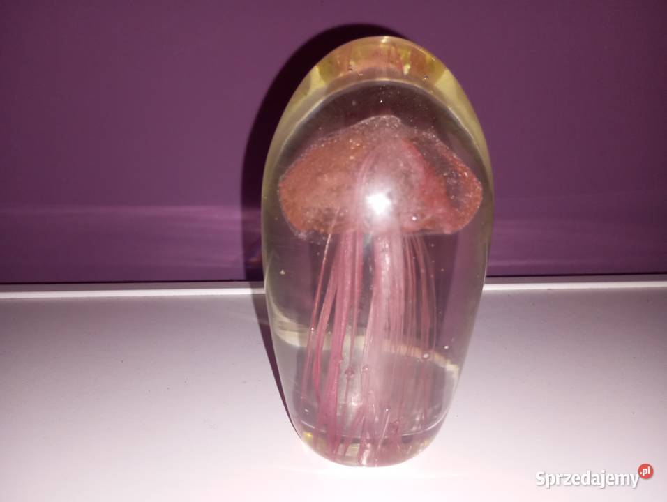 Szklany przycisk do papieru z meduzą lubelskie Biłgoraj