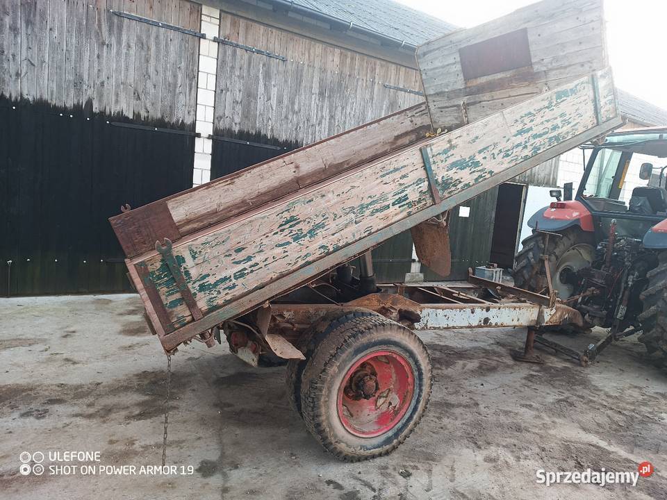 Przyczepa wywrotka 1 oś do tylu 2 tłoki własna Rostkowo