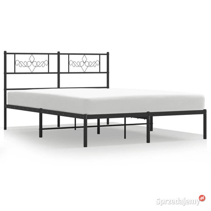 Łóżko Metalowe Czarne Rama Łóżka Ze Stelażem 142cm Meble