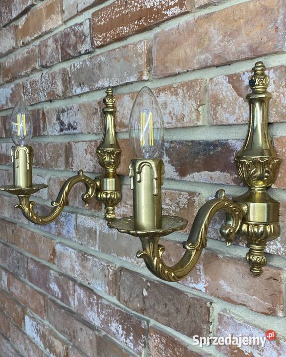 Para Francuskich kinkietów 3 mosiądz Antyk