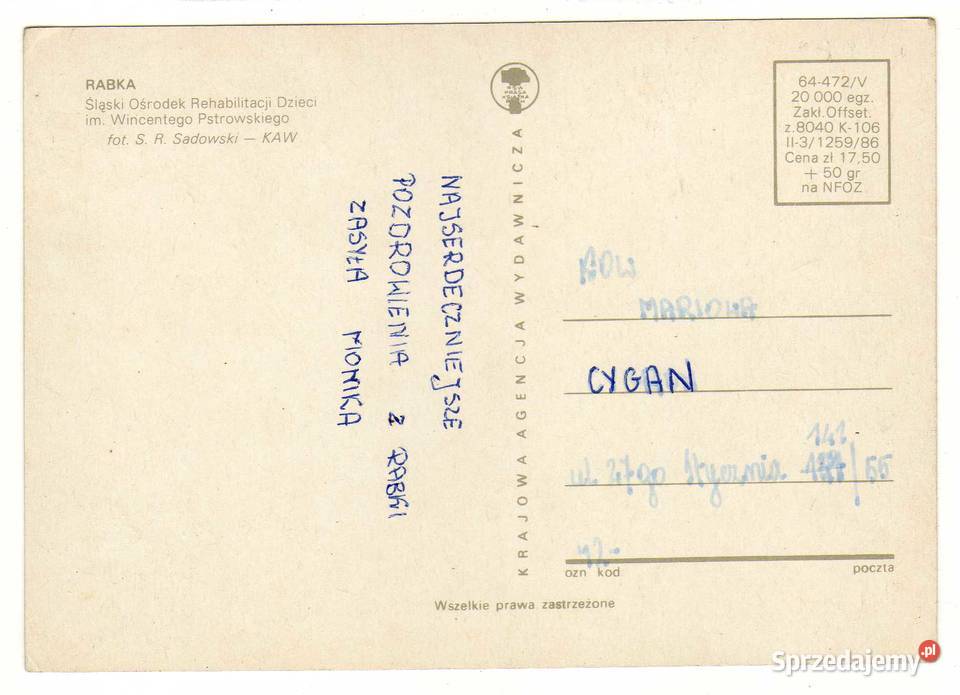 RABKA ŚLĄSKI OŚRODEK REHABILITACJI POCZTÓWKA świętokrzyskie Krynki