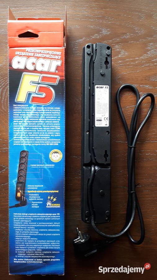Listwa zasilająca acar F5 15m kabla czarny Części i akcesoria śląskie Rybnik