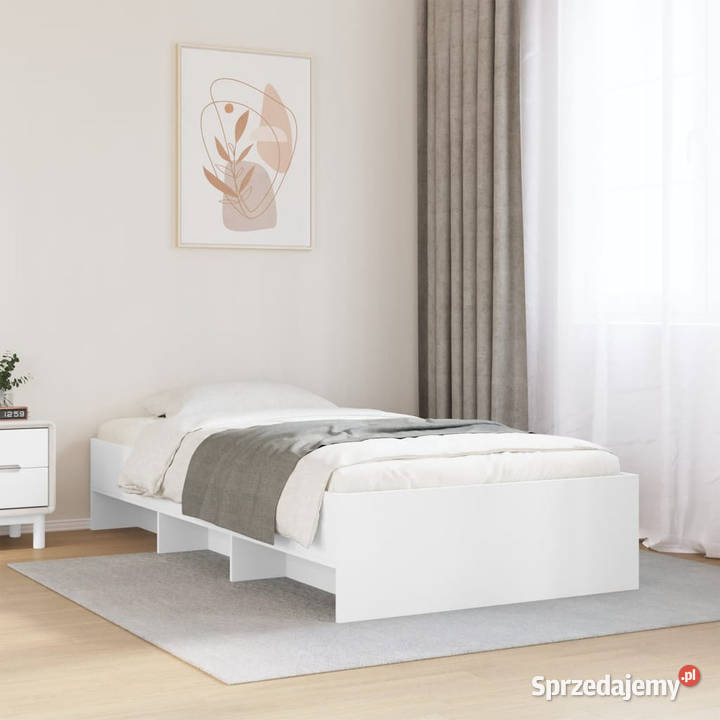 Rama łóżka biała materiał drewnopochodny 75x190 sprzedam